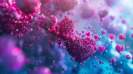 Abstract Pink And Purple Hearts Painted Artwork