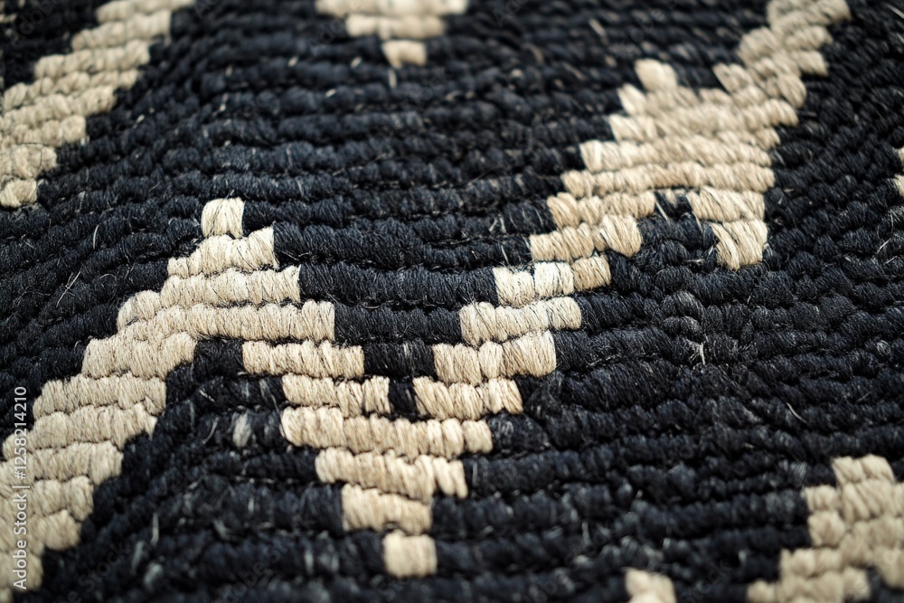 Aufkleber textile with intricate pattern showcasing a blend of black and beige fibers on a woven surface, emph