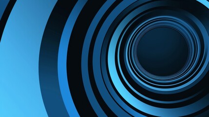 Obraz premium Blue Background with Concentric Circles and Lines, Banner Template with White Space for Text. Abstract Minimalist Wallpaper with Copy Space on Blue Background. Simple Modern Wallpaper.