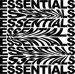 illustration of a letter Essentials Y2K Design for clothing, apparel, sticker for culture, with spiral, blur, for streetwear

