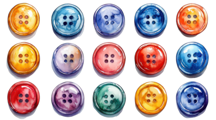 set of buttons watercolor isolated on white background