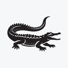 Crocodile black silhouette vector illustration