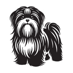 Adorable Shih Tzu silhouette featuring a playful and lively stance - Shih Tzu illustration - minimal Shih Tzu vector - dog silhouette
