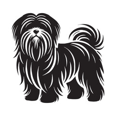 Distinct Shih Tzu silhouette with a fluffy and well-groomed look - Shih Tzu illustration - minimal Shih Tzu vector - dog silhouette
