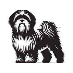 Shih Tzu silhouette featuring clean lines and artistic precision - Shih Tzu illustration - minimal Shih Tzu vector - dog silhouette
