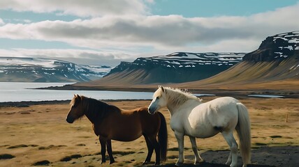horses in the mountains