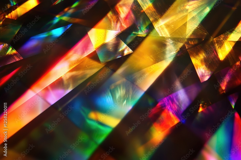 Aufkleber abstract image of vibrant, iridescent colors refracted through multifaceted crystals, creating a daz