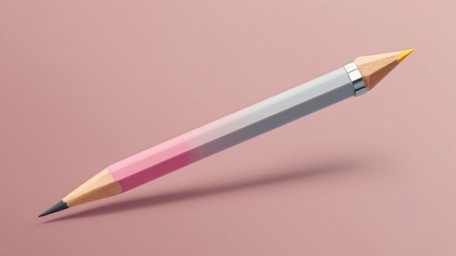 Dual-ended pencil with pink and yellow tips