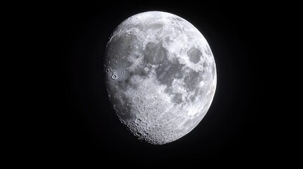 Obraz premium Night sky, half moon, craters, dark background, astronomy
