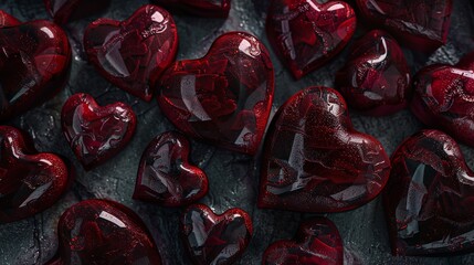 Abstract Pink And Purple Hearts Painted Artwork