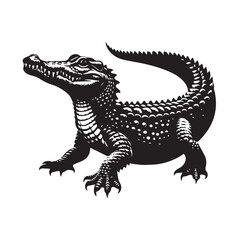 Obraz premium Crocodile black silhouette vector illustration
