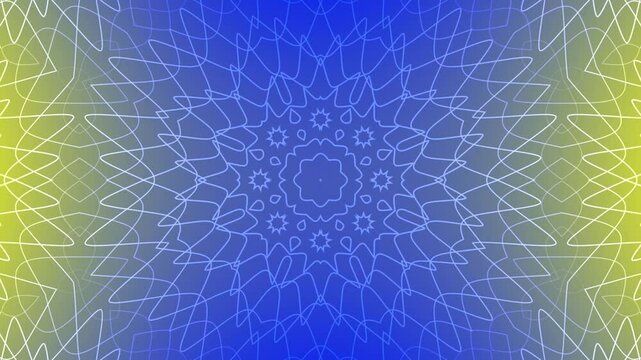 mandala background, colorful blue and yellow abstract gradient HD 4K seamless loop animation
