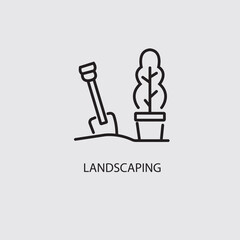 A landscaping icon logo typically features a visual symbol directly related to nature, like a leaf, tree, grass blades, or a stylized landscape contour