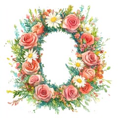 Elegant Pastel Watercolor Alphabet with Decorative Flourishes