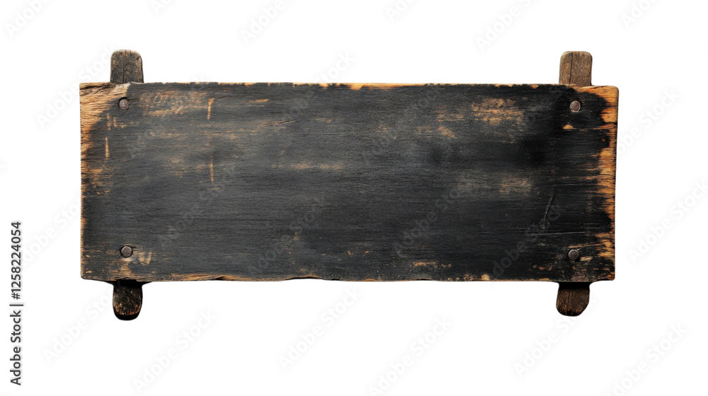 Poster old empty wooden sign with transparent background for easy editing