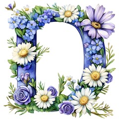 Elegant Pastel Watercolor Alphabet with Ornate Botanical