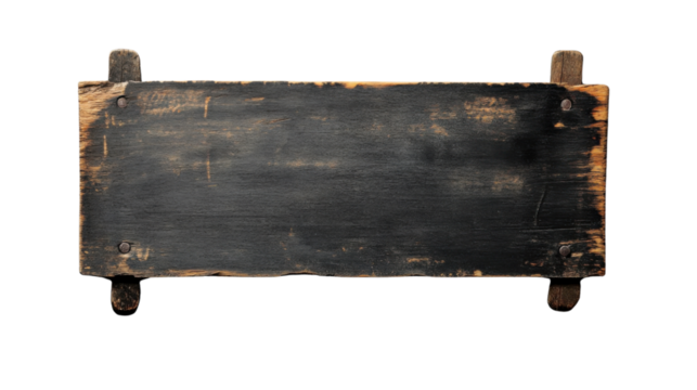 Old empty wooden sign with transparent background for easy editing