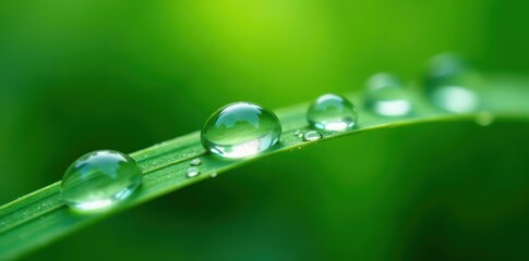 Tiny water drops clinging to a blade of grass, revealing the intricate patterns of the microscopic world,  drop,  colorful