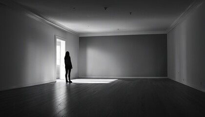 A solitary figure cloaked in shadows, embodying the essence of fear and doubt.