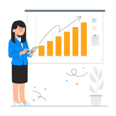 Businesswoman Presenting Graph Illustration