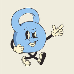 Groovy Retro Cartoon Weightlifting Character