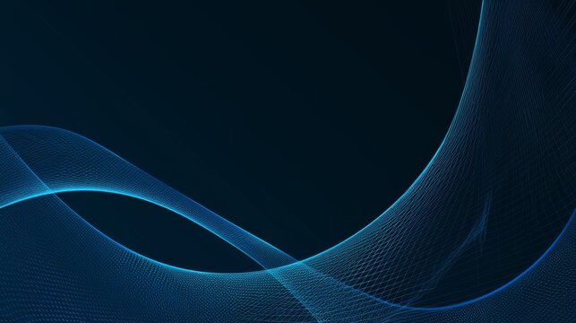 Blue background with curvy lines for design, banner template. White space in the center of the page for text. Minimalist pattern wallpaper with copy space.