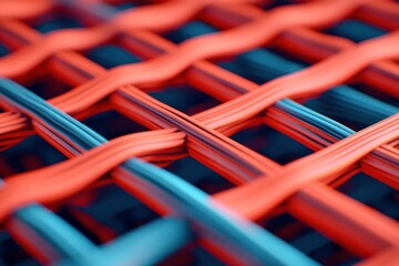 Colorful woven pattern showcasing bright red and blue strands creating a dynamic and textured visual appeal for design projects