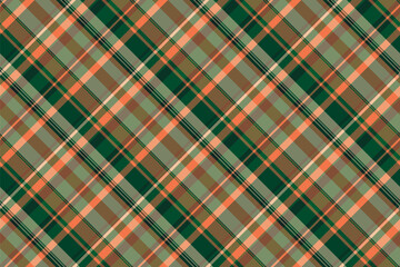 Thread vector texture pattern, hippy plaid textile check. Checking seamless background fabric tartan in orange and pastel colors.