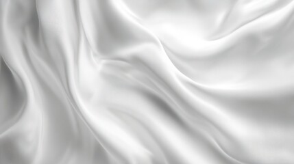 Naklejka premium A close-up view of soft, flowing white silk fabric, showcasing its smooth texture and delicate sheen, perfect for backgrounds or fashion visuals.