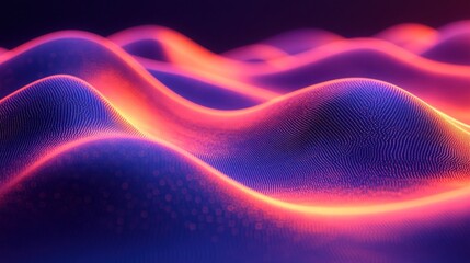 Abstract data waves, digital landscape, vibrant colors