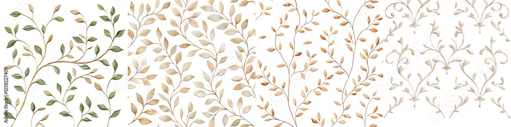 Poster elegant botanical background with delicate autumn foliage patterns in various natural colors and tex