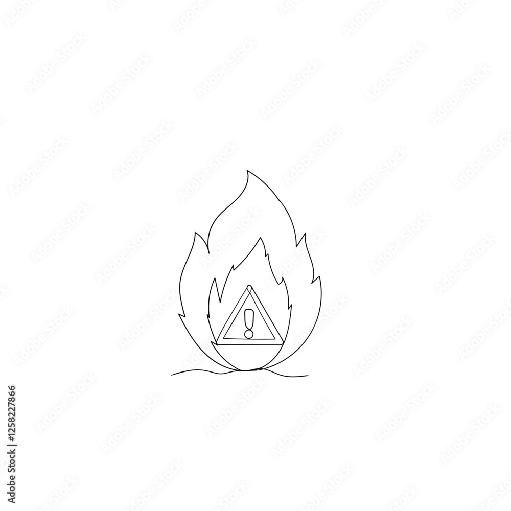 Poster continuous line drawing icon exclamation mark