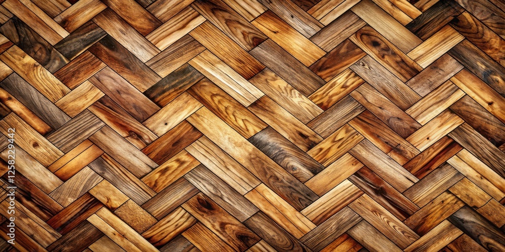 Poster a seamless pattern of rustic wooden planks arranged in a herringbone pattern, showcasing the natural
