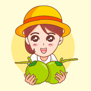 woman character carrying coconut