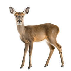 Graceful Female Roe Deer in Natural Isolated Setting on Transparent Background