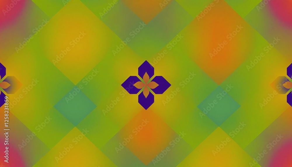 Poster harmonious geometric design showcasing symmetrical forms with vivid gradient tones