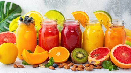 view of fruit juice decorated with fruit slices
