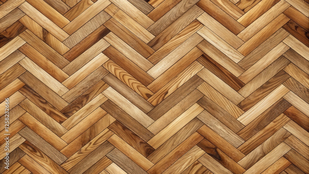 Poster seamless pattern of brown wood planks interlocking in a chevron design