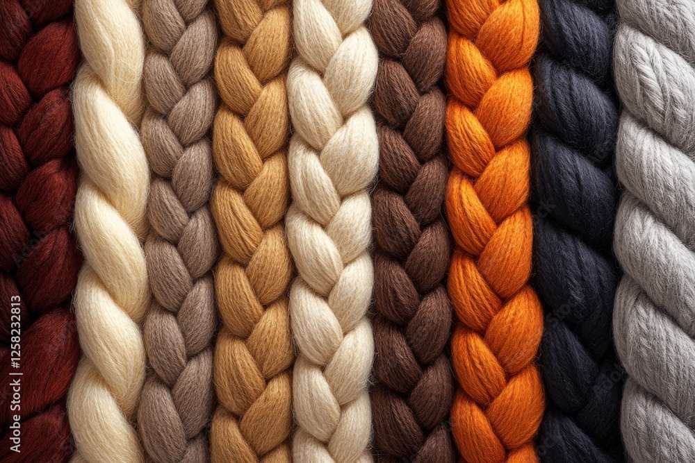 Poster colorful display of neatly braided strands in various hues showcasing texture and craftsmanship in t