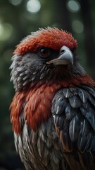 Close-up Portrait of a Majestic Red-Crested Hawk