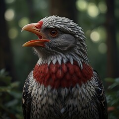 Close-up Portrait of a Majestic Red-Crested Hawk