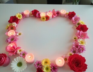 Artistic Floral Creations with Heart Motifs and Candle Accents