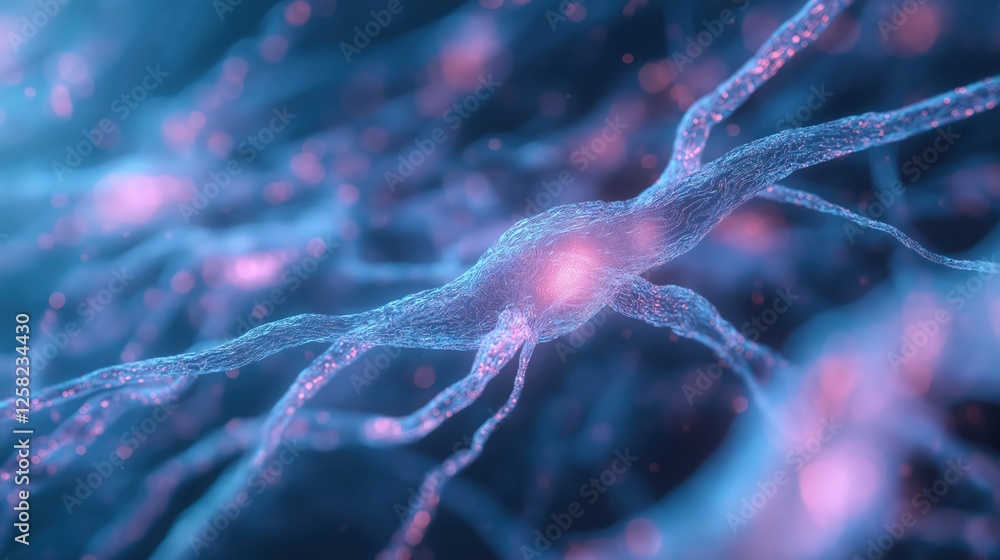 Aufkleber detailed neuron network microscopic view image description with keywords for search engine optimiza