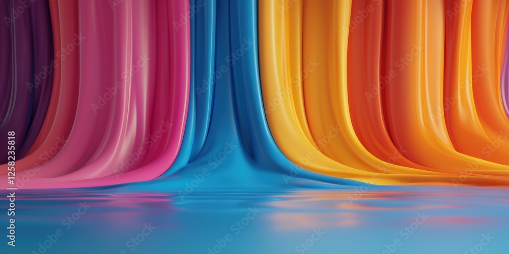 Poster information source analysis concept. colorful waves of paint flowing smoothly on a surface.