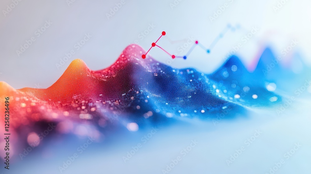 Poster colorful abstract background with vibrant lines and fluctuating graph displaying data trends
