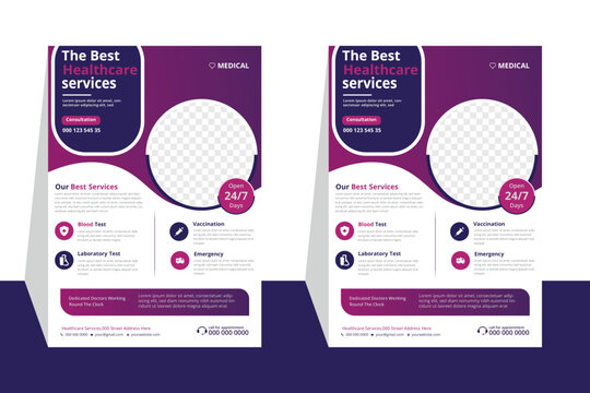 medical flyer design template vector file a4 size colorful attractive simple and modern flyer. 