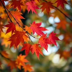 Maple leaves in autumn colors beautiful fall colors defocused image bokeh background Bokeh light lights background bokeh abstract light bright effect shiny