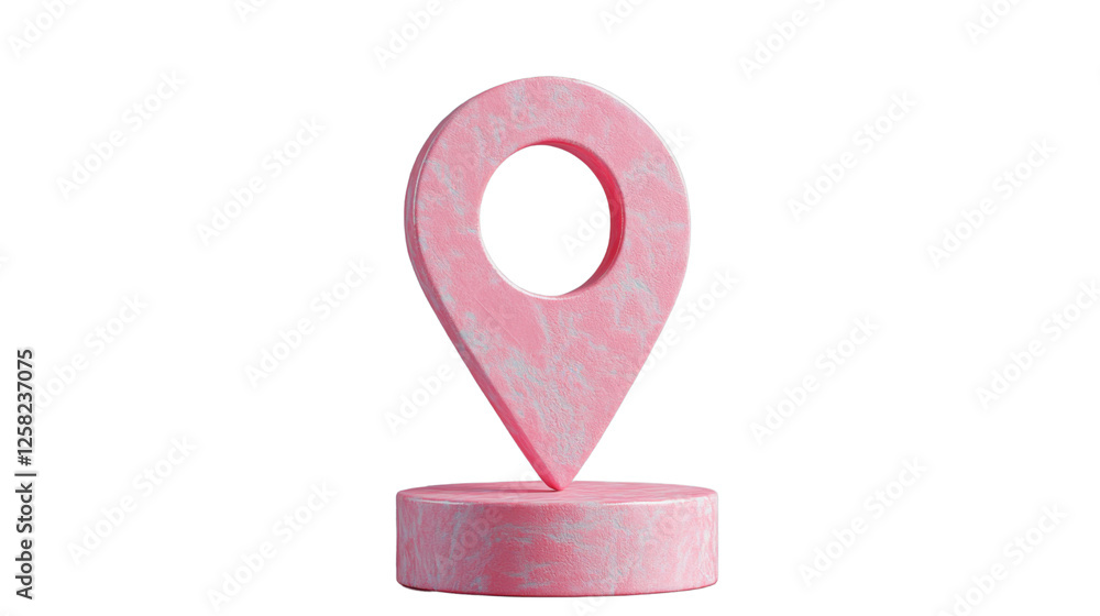 Poster pink marble location pin icon on transparent background representing gps and navigation