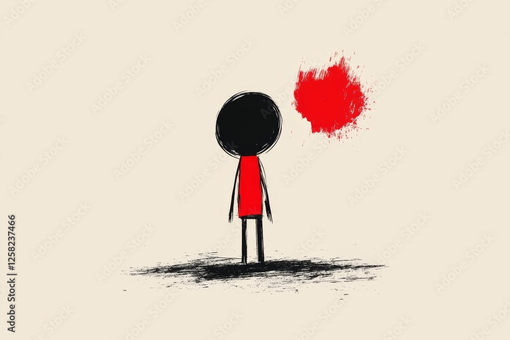 Poster A clean minimalist icon of a person standing in front of a blank background, symbolizing focus and simplicity