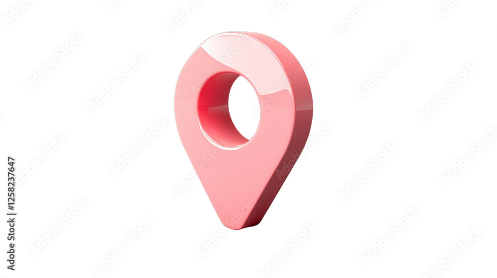 Poster pink location pin icon showing a specific place on transparent background